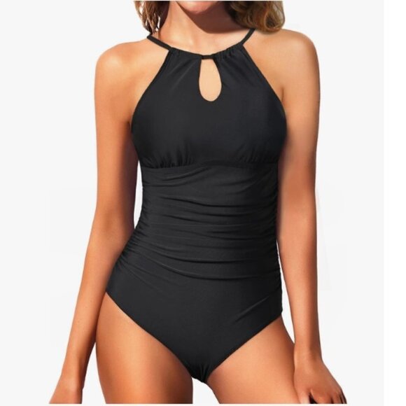 One Piece Swimsuit Tummy Control Bathing Suits High Neck Halter - Picture 1 of 8
